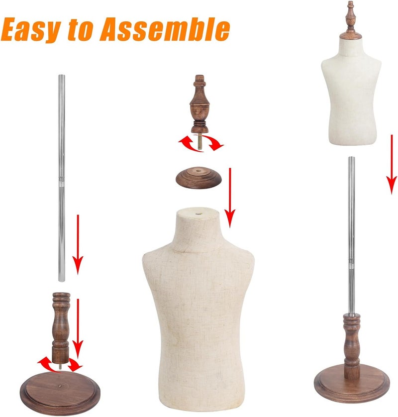 SHAREWIN Child Mannequin for Clothes Display, Adjustable Kids Toddler for Apparel Scarf Window Shop Display, 2-3 Years Old, Brown - Image 3